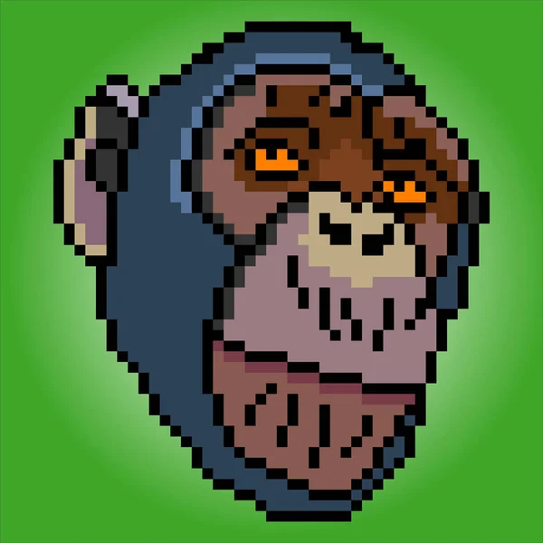 Monkey Head Pixel Art Vector Illustration — Stock Vector