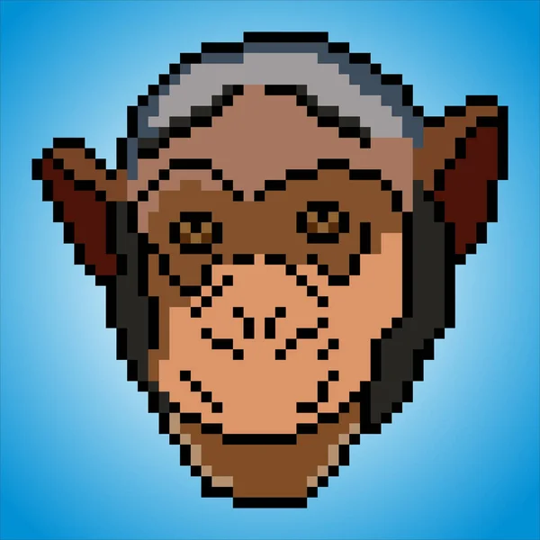 Testa Scimmia Con Pixel Art Illustrazione Vettoriale — Vettoriale Stock