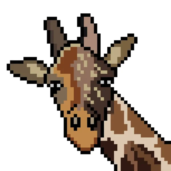 Pixel Art Com Cabeça Girafa Isolada Fundo Branco —  Vetores de Stock