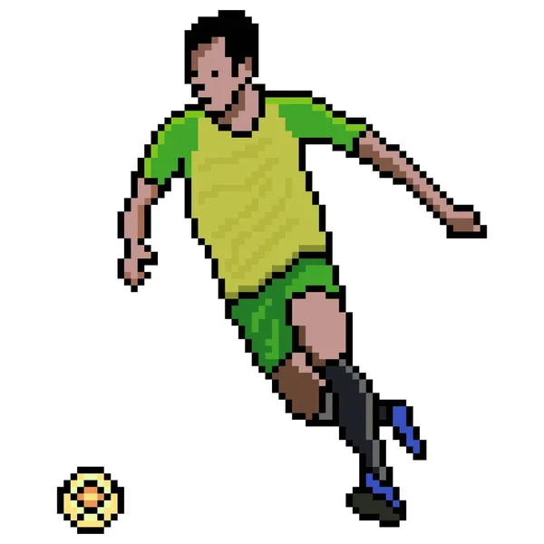 Ποδόσφαιρο Παίκτης Κλοτσιές Μπάλα Pixel Τέχνη Εικονογράφηση Διανύσματος — Διανυσματικό Αρχείο