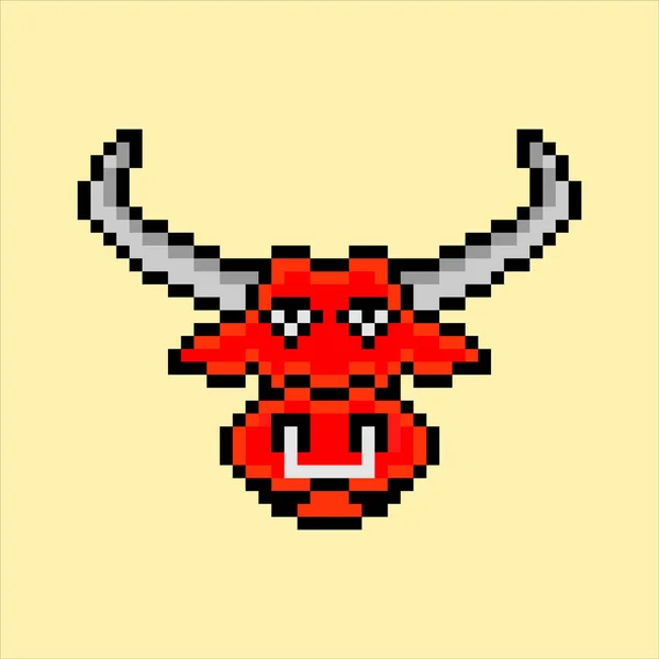 Bull Head Pixel Art Vector Illustration — Stock Vector