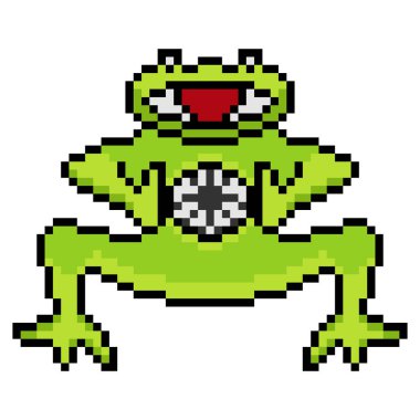 Kurbağa piksel sanatı topu yakalıyor.