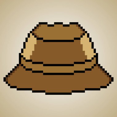 Beyaz arkaplanda kova şapka piksel sanatı