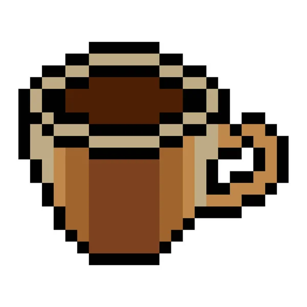 Koffie Cup Pixel Kunst Witte Achtergrond — Stockvector