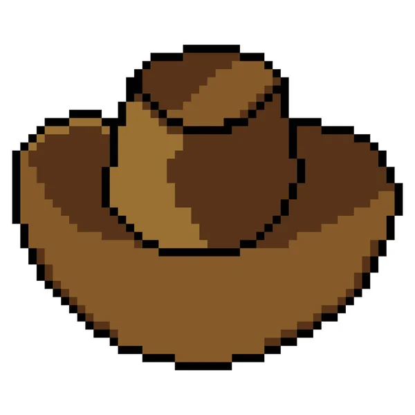 Cowboy Chapéu Pixel Arte Fundo Branco — Vetor de Stock