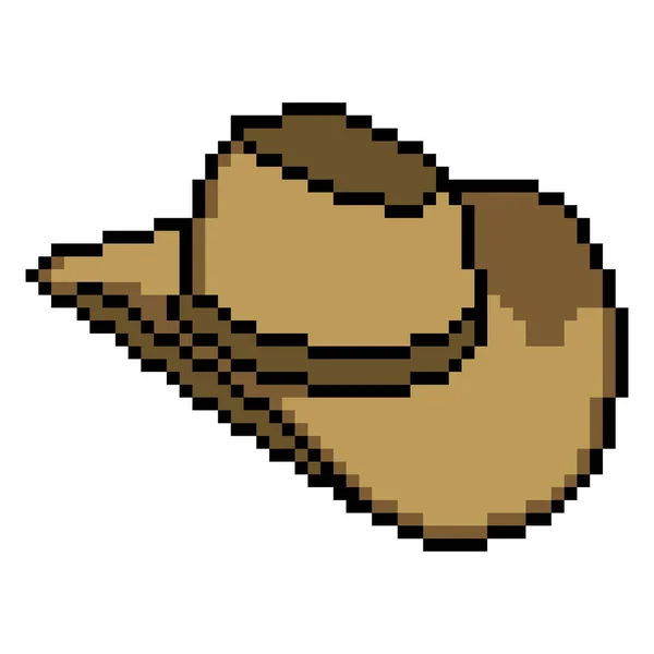 Cowboy Hat Pixel Art White Background — Stock Vector