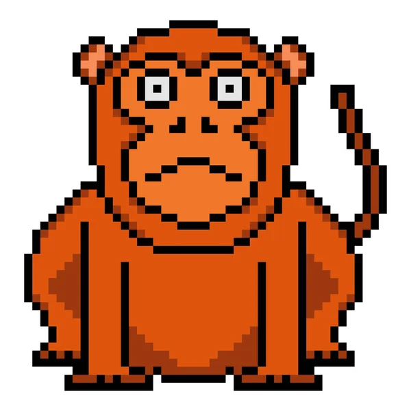 Cute Angry Monkey Cartoon Pixel Art — Stock Vector
