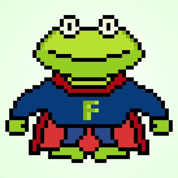 Pixel艺术超级英雄青蛙插图人物 — 图库矢量图片