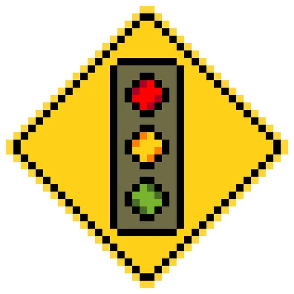 Traffic Light Εικονίδιο Pixel Τέχνης Κίτρινο Τρίγωνο Σημάδι Εικονογράφηση Διανύσματος — Διανυσματικό Αρχείο