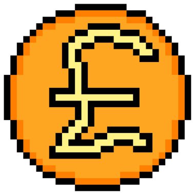 Sterlin madeni para ikonu pikseli. Vektör illüstrasyonu