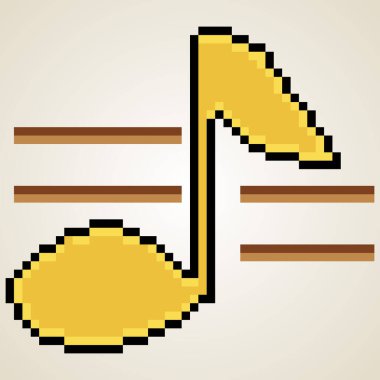 music note with pixel art. Vector illustration clipart