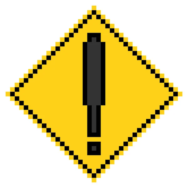Warning Traffic Sign Exclamation Mark Symbol Pixel Art — Stock Vector