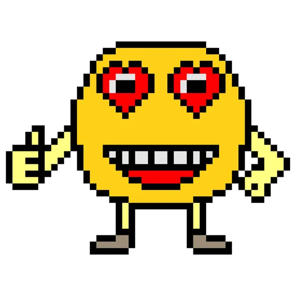 Pixel Art Gesicht Emoticon Charakter Vektorillustration — Stockvektor