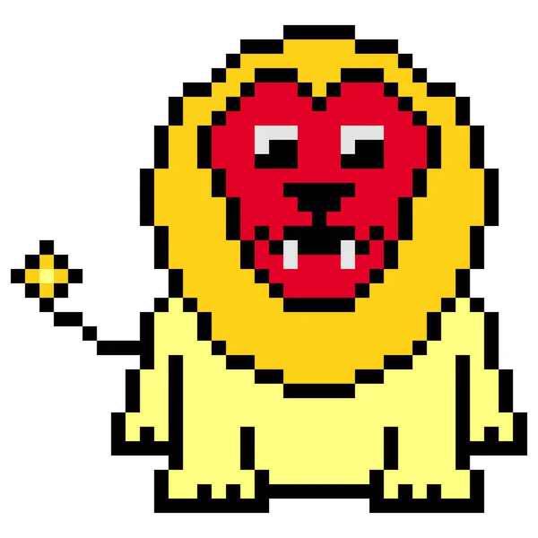 狮子Pixel艺术孤立在白色背景 矢量说明 — 图库矢量图片
