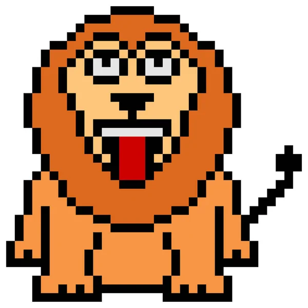 Lion Pixel Art Geïsoleerd Witte Achtergrond Vectorillustratie — Stockvector