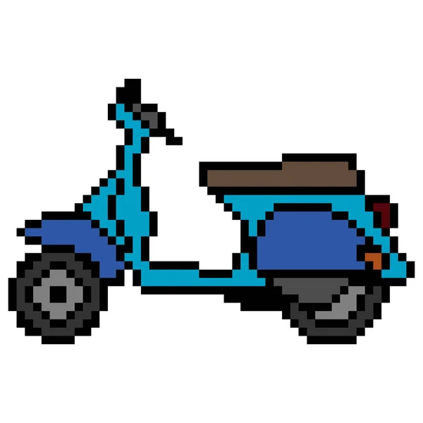 Motocicleta Scooter Com Pixel Art Ilustração Vetorial —  Vetores de Stock