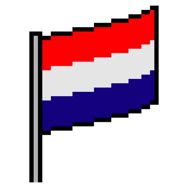 Пиксельное Искусство Флага Нидерландов Векторная Иллюстрация — стоковый вектор