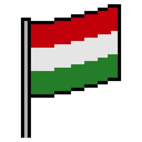 Ungern Flagga Pixel Konst Vektorillustration — Stock vektor