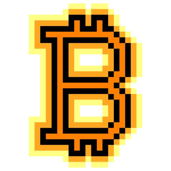 Bitcoin Coin Icône Pixel Art Crypto Monnaie Illustration Vectorielle — Image vectorielle