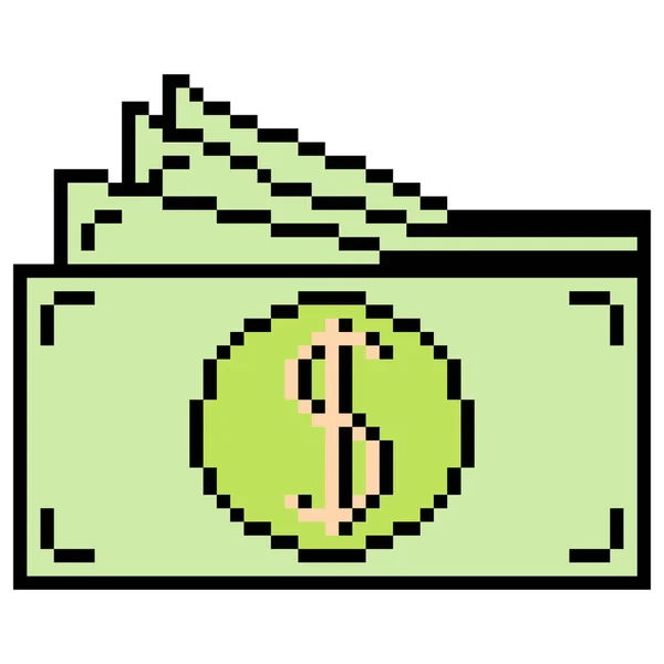 Pixel Art Cash Money Vector Illustration — Stock Vector