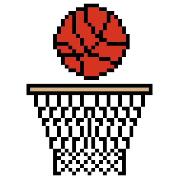 Kosárlabda Megy Karika Pixel Art Design — Stock Vector
