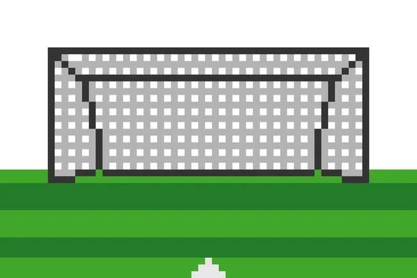 Pixel Konst Fotboll Mål Fält — Stock vektor