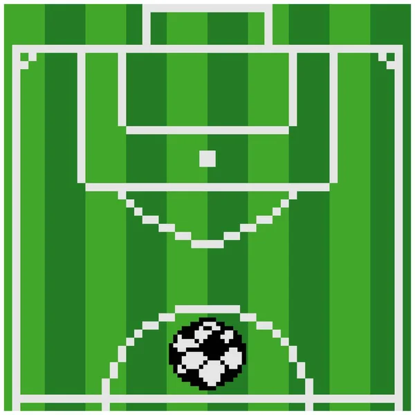 Pixel Art Soccer Field Viewed — Stock Vector