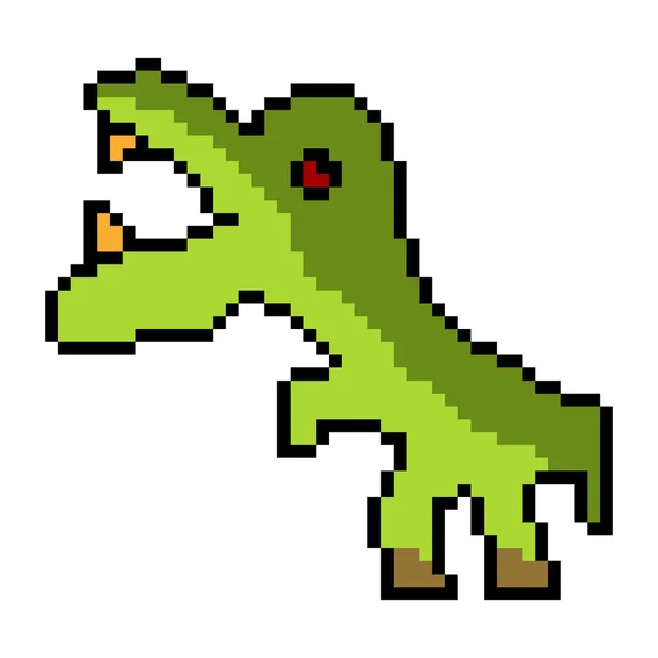 Cute Character Dinosaurs Pixel Art — Stock Vector