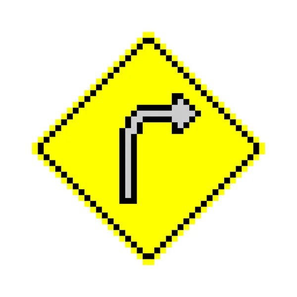 Traffic Sign Turn Pixel Art — Stock Vector