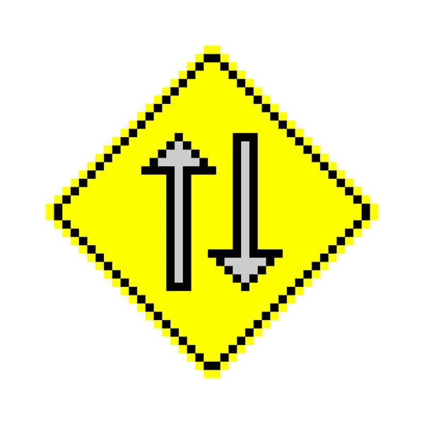 Traffic Sign Two Way Pixel Art — Stock Vector