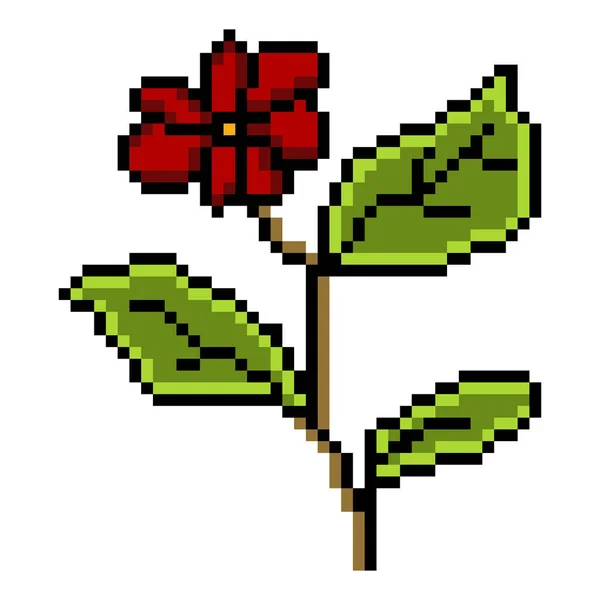 Röd Ros Blomma Pixel Konst — Stock vektor