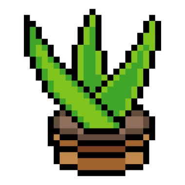 Beyaz arkaplanda izole edilmiş pikselli Aloe vera bitkisi