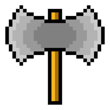 Piksel sanat tarzında çift balta