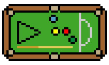 Yukarıdan piksel resim tarzında görünen boş bilardo masası
