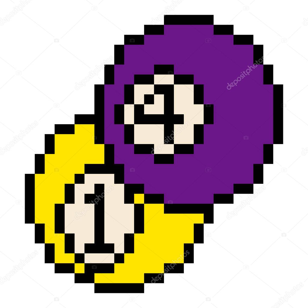 Billiard balls in pixel art style