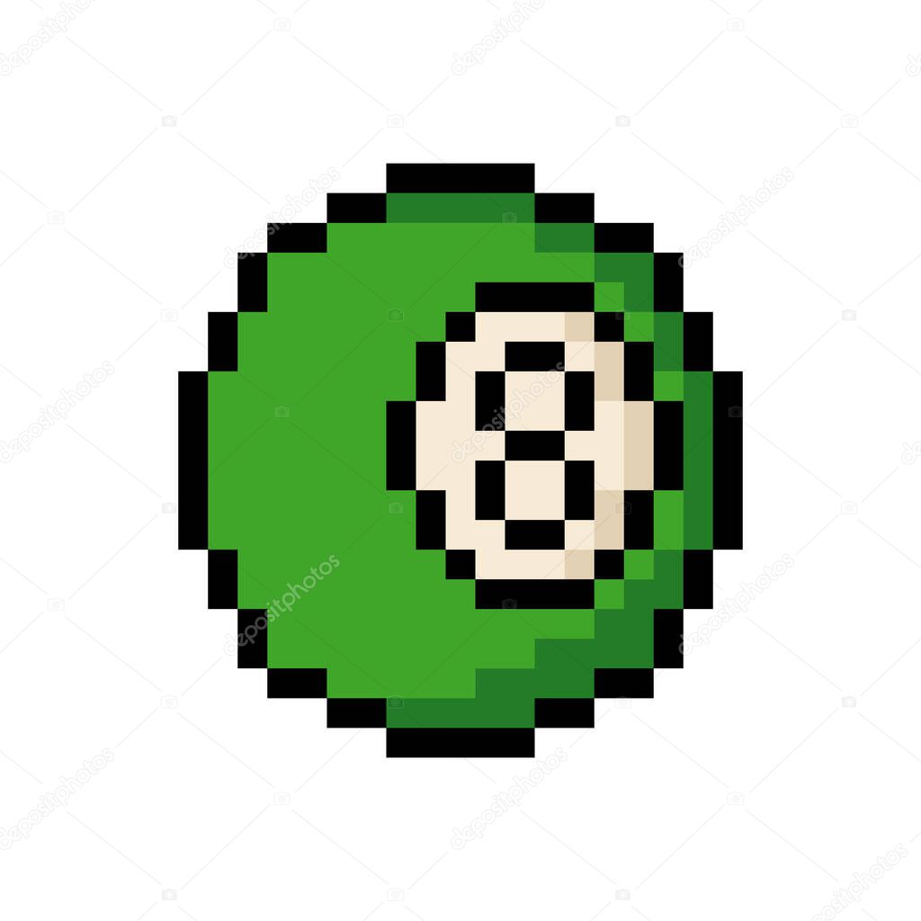 Billiard ball number eight in pixel art style