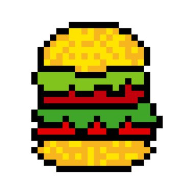 Piksel sanat tarzında hamburger fast food.