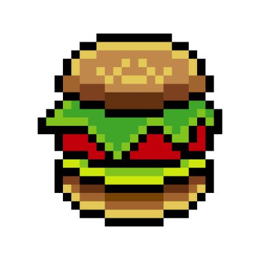 Piksel sanat tarzında hamburger.