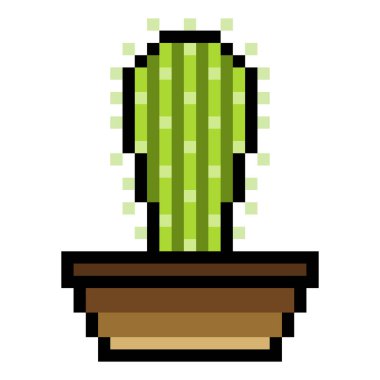 Piksel sanat tarzında kaktüs tenceresi.