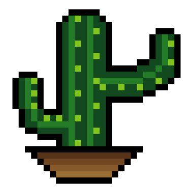 Piksel sanat tarzında kaktüs tenceresi.