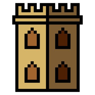 Beyaz arkaplanda pikselli kale sanatı izole