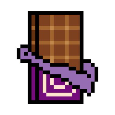 Piksel sanat tarzında çikolatalı yiyecek.