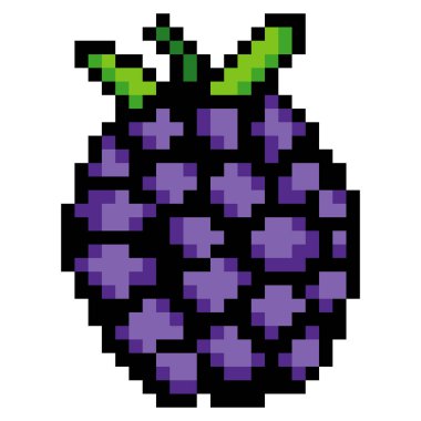 Beyaz arkaplanda pikselli böğürtlen meyvesi