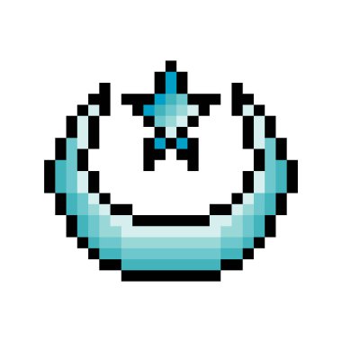 Piksel sanatında yıldızlı hilal.