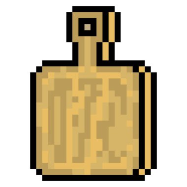 Beyaz arkaplanda izole edilmiş pikselli tahta kesme tahtası