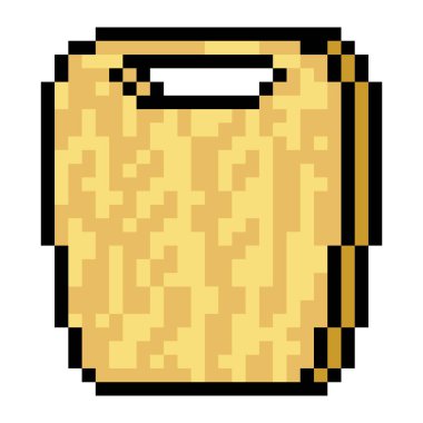 Beyaz arkaplanda izole edilmiş piksel resimli kesme tahtası