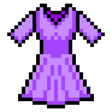 Beyaz arkaplanda izole edilmiş piksel sanatıyla giyin