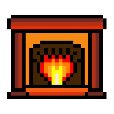 Piksel sanat tarzında şömine