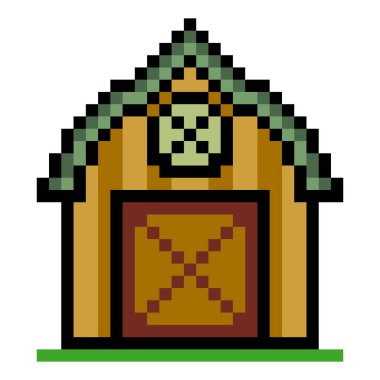 Piksel sanat tarzında çiftlik ahırı.