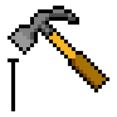 Piksel resim tarzında çekiç tırnağı çalışma aracı